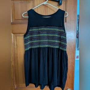 torrid Black Sleeveless Midi Dress with Multicolor Smocking